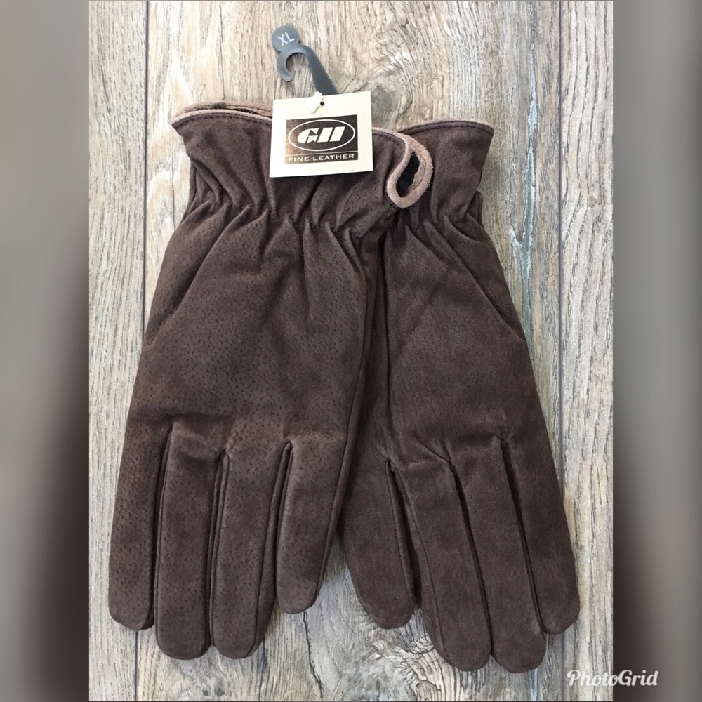 NWT GII Brown Pile-Lined Suede Gloves XL $99!